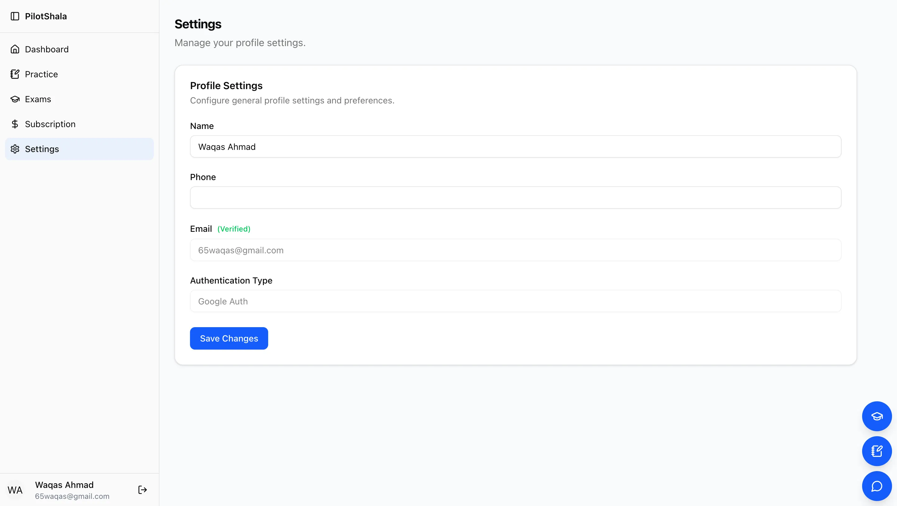 Account Settings Page